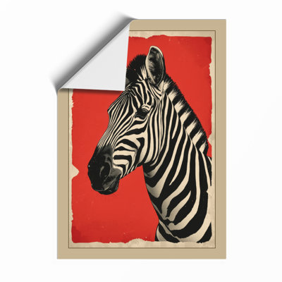 Zebra in Red Modern - Framed Print