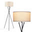 Lampe sur pied à DEL écoénergétique moderne de 60 po avec abat-jour tambour en tissu brun clair et pieds de trépied noirs Jaxon-686952907-686952900