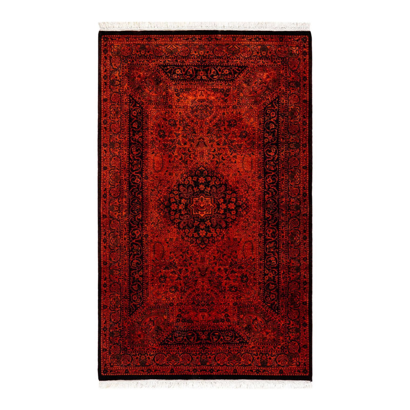 Tapis orange noué à la main de conception unique Holsworth