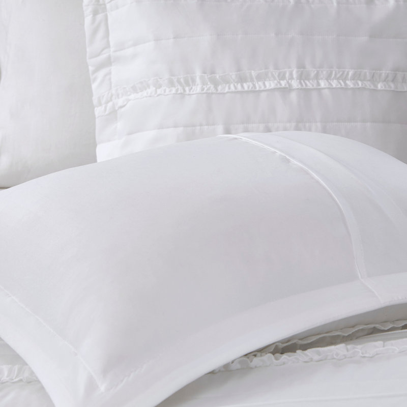 Ensemble d'édredon à volants en microfibre 5 pièces blanc