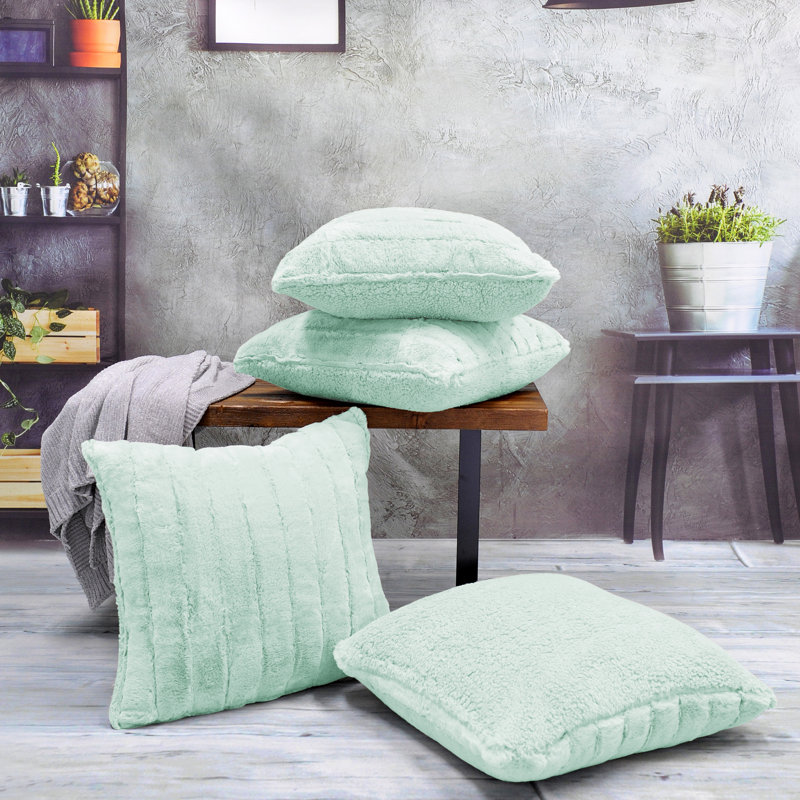 Super Mink Square Pillow Cover, Bleached Aqua