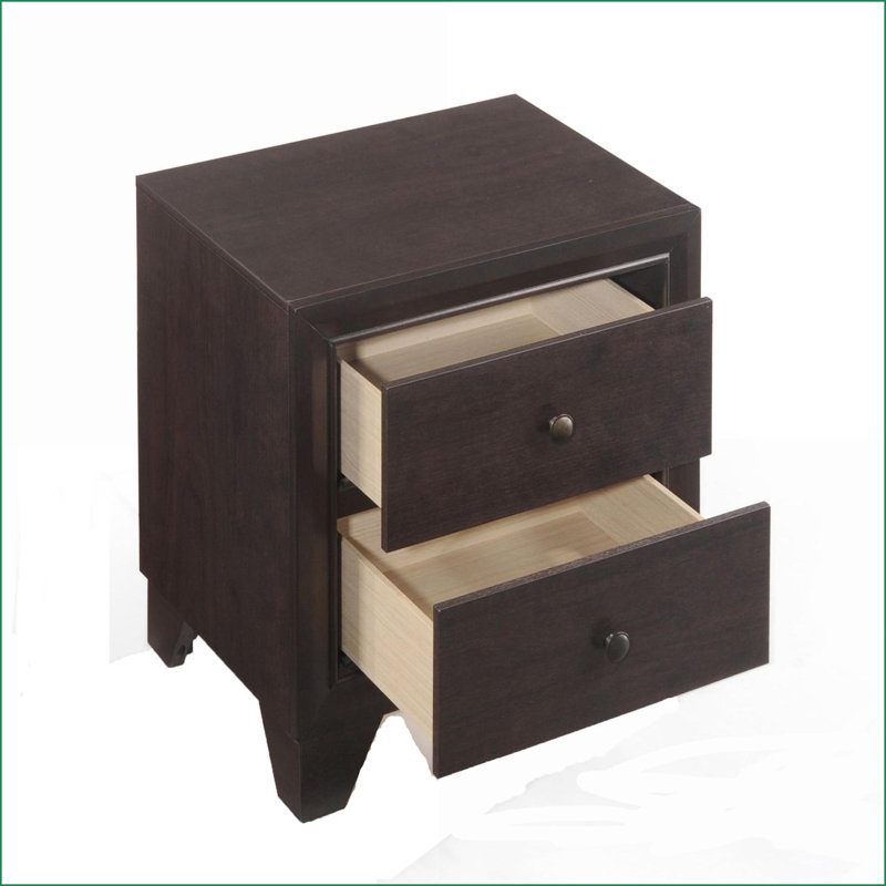 Espresso 2-Drawer Bedroom Storage Nightstand