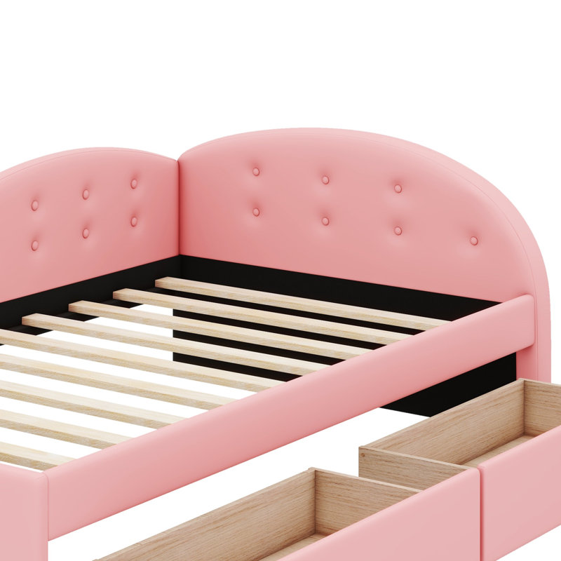 Nakayah PU Upholstered Tufted Daybed, Twin, Pink