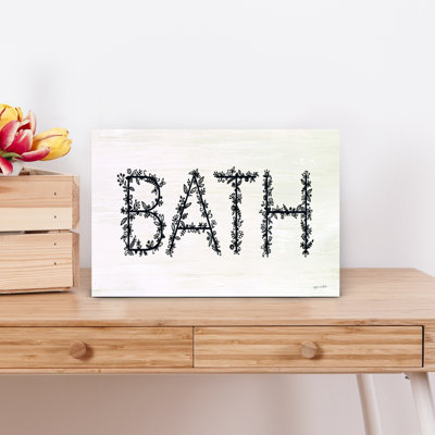 Bath Sign Contemporary Flower Wall Art Print