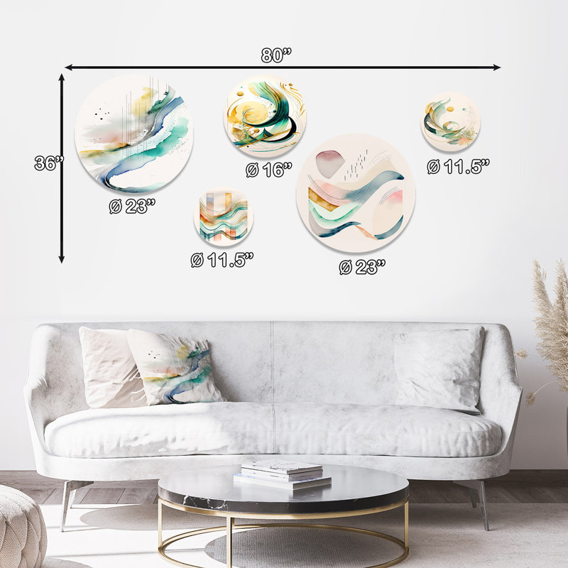 Décoration murale vibrante en aquarelle mouvement III - vagues modernes