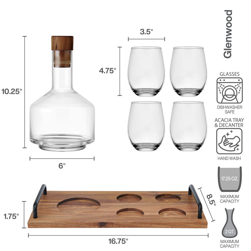 Ensemble de service de carafe à décanter Mikasa Glenwood, 7 pièces
