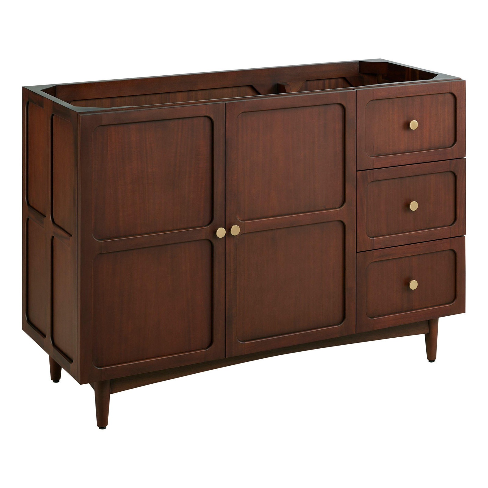 Delavan 48" Mahogany Single Bathroom Vanity, Arctic White Quartz