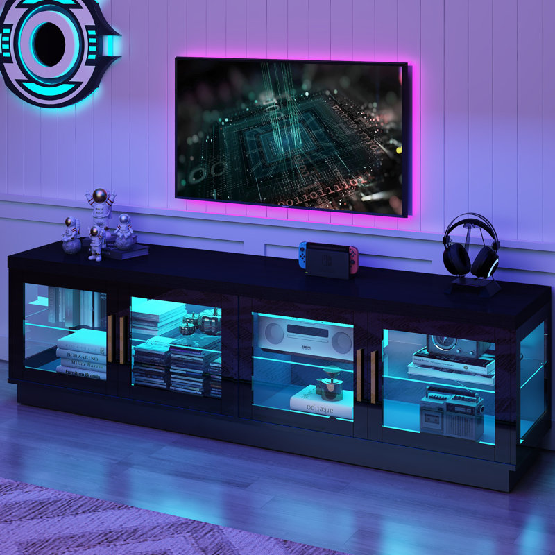 TV Stand 70" Media Console For Tvs Up To 85 Inch, Black