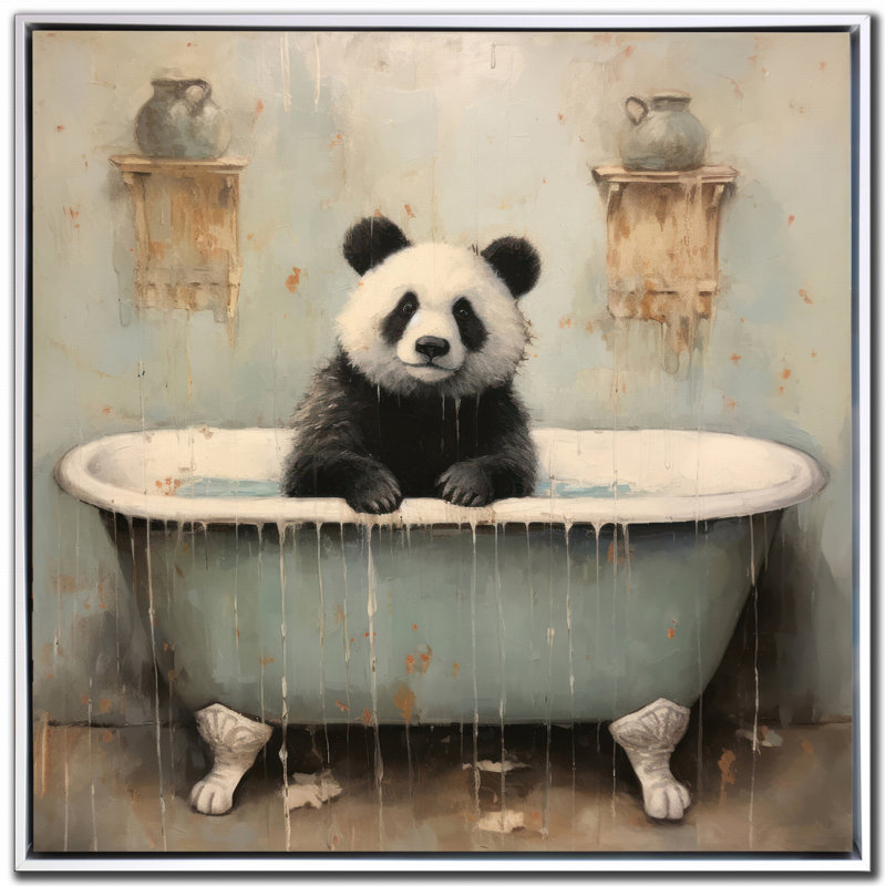 Bathroom Panda Joy Canvas Wall Art