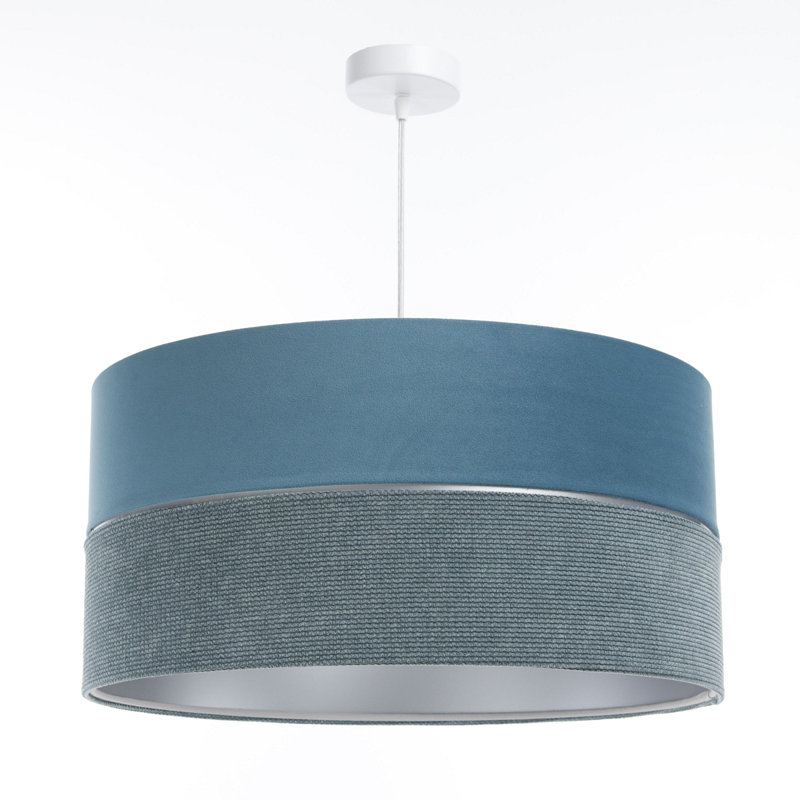 Roncy 1 - Light Drum Pendant, 112cm H x 60cm W x 60cm D, Silver/Blue