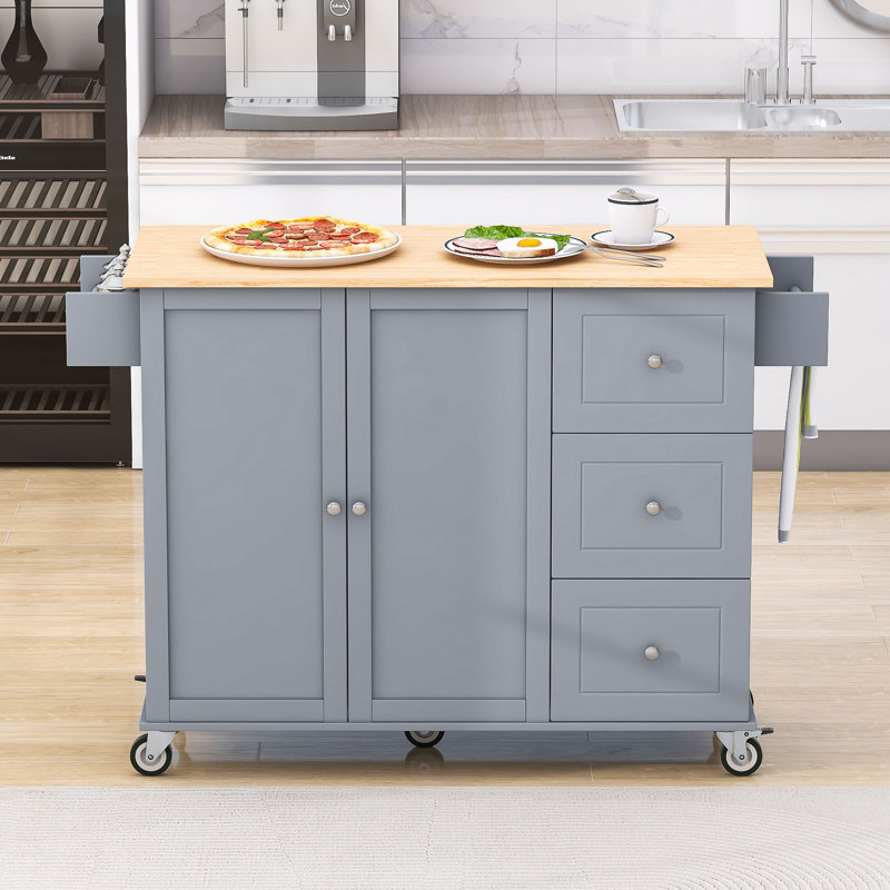 Draden 52.7 " W Kitchen Cart, Gray