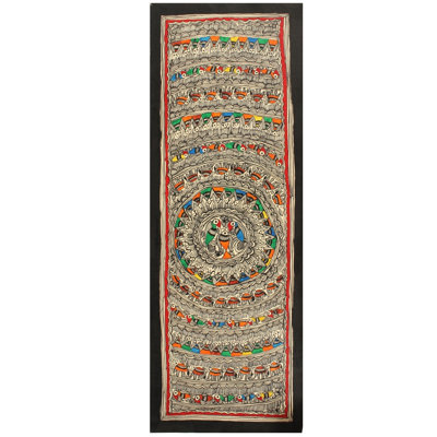 Mandala Godna | Peinture Madhubani | Couleurs naturelles sur papier fait à la main