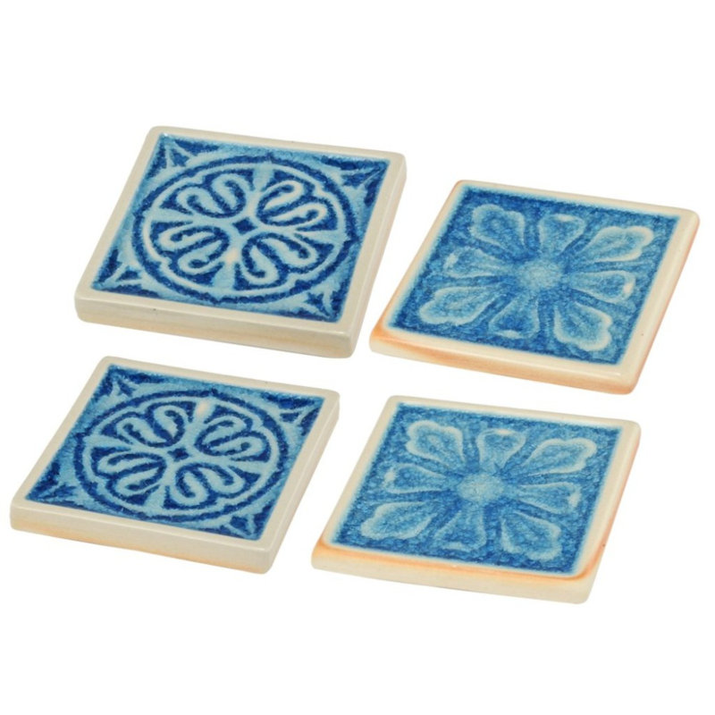 Ceramic Square 4 Piece Coaster Set