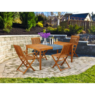 5-Piece Natural Oil Finish Solid Wood Top - Dining Room Set - Seats 4
