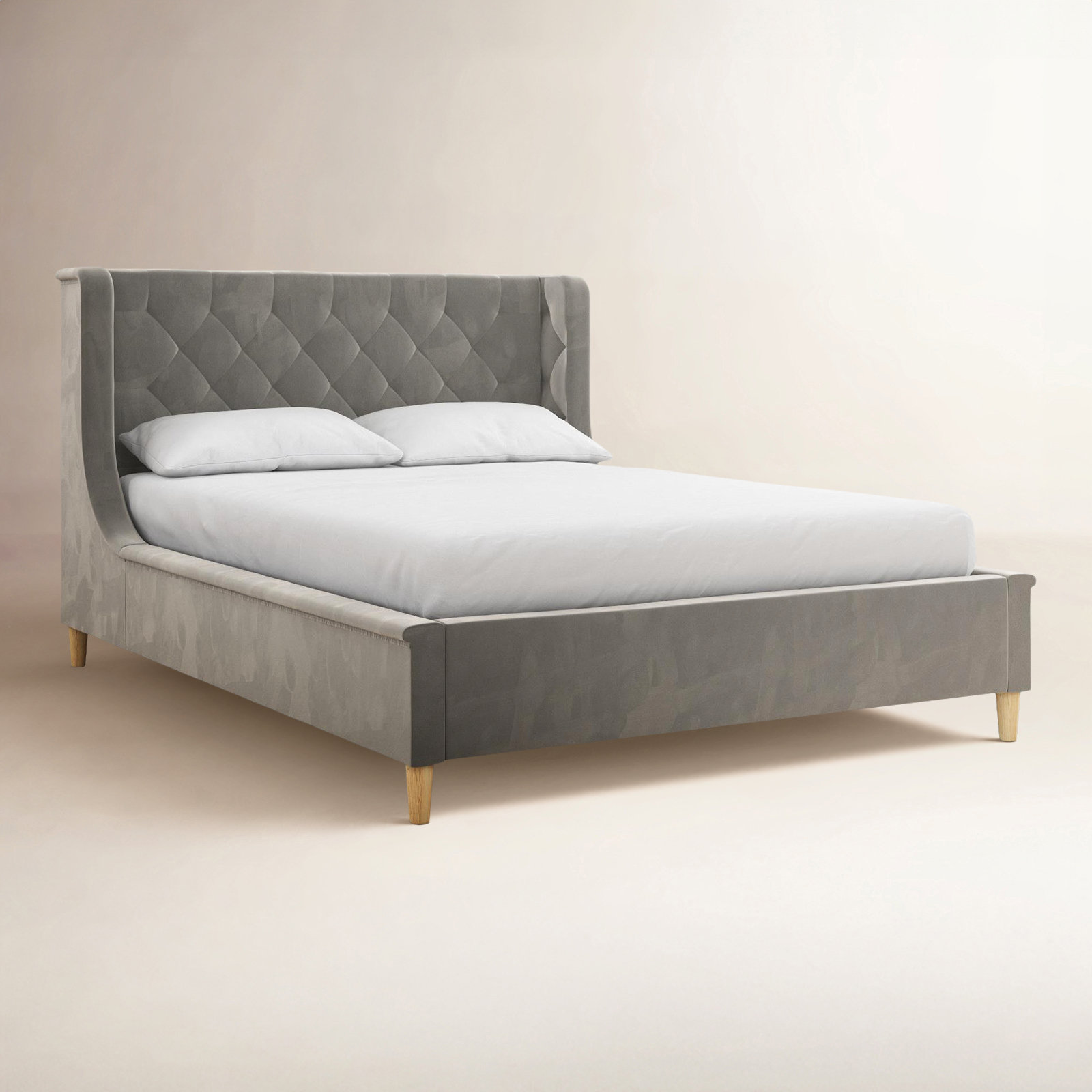 Ambrosia Full Platform Bed, Gray, Full