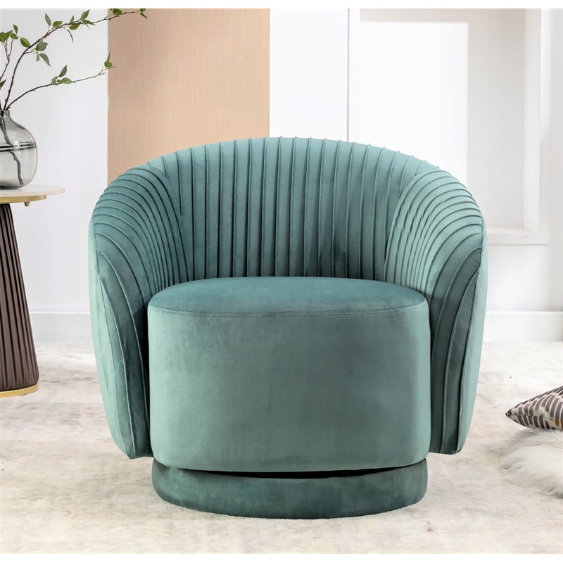 Milvo Velvet Swivel Barrel Chair, Mint Green Velvet