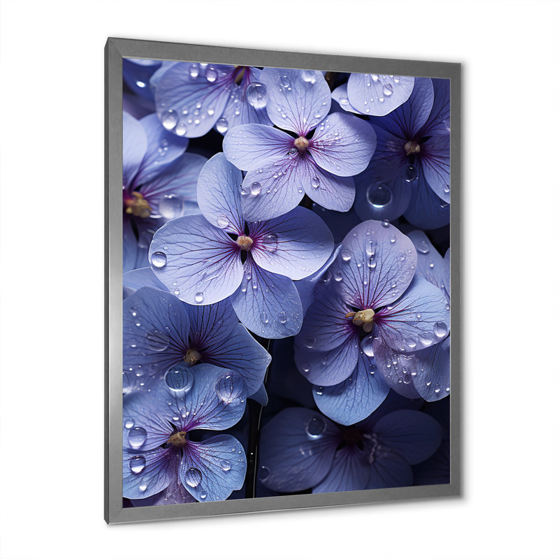 «Violets Rain», reproduction sur toile, Cadre simple argenté, H 32 po x l 16 po x P 1 po
