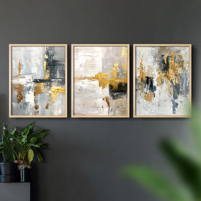 Abstract  Series  CLXIII  -Set Of 3 Framed Giclee Prints -Ready to Hang