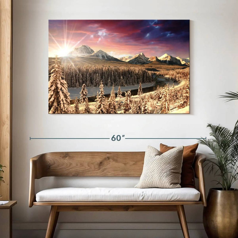 Alvord Alberta Rockies Winter Sun, 32" H x 48" W