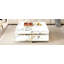 Table basse moderne carrée texturée en marbre avec 4 tiroirs et base suspendue