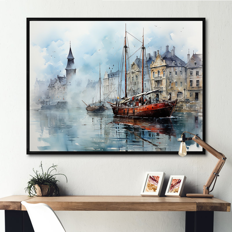 Port de Brest I, H 34 po x l 44 po x P 1,5 po, Cadre flottant noir