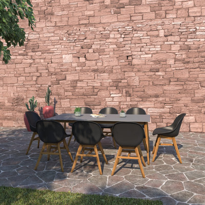 Anautica 8 - Person Teak Wood Patio Dining Set with Rectangular Table