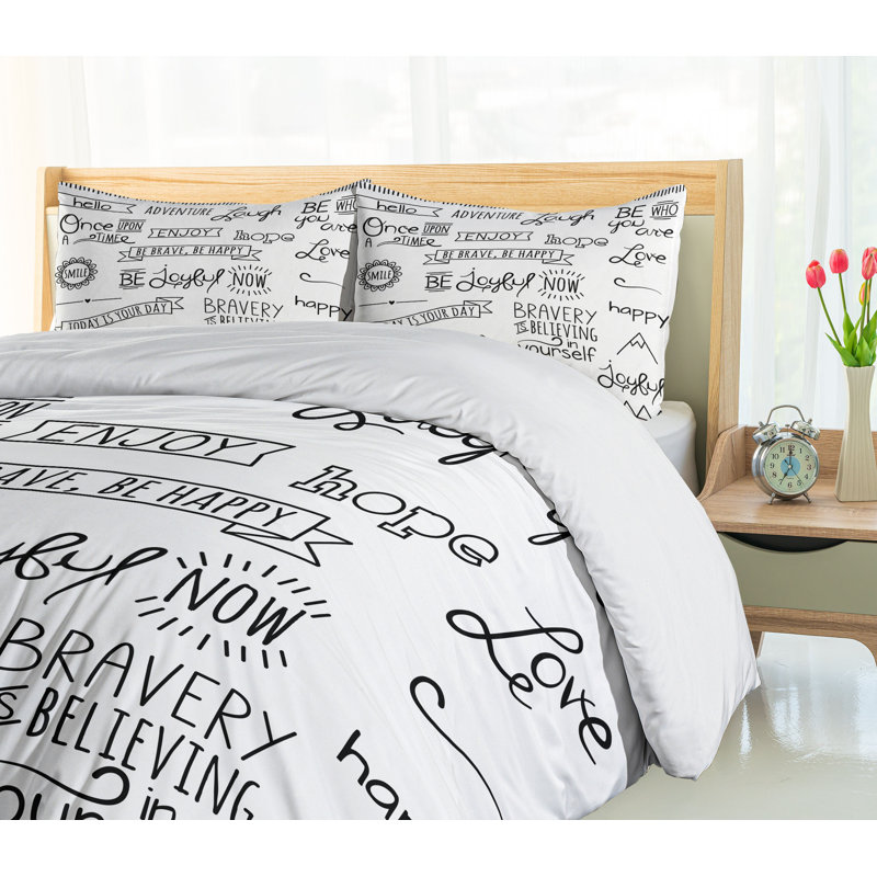 King Size Black and White Microfiber Duvet Cover Set