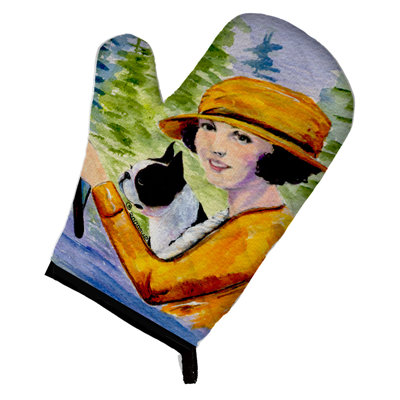 Caroline's Treasures, femme conduisant avec son gant Boston Terrier