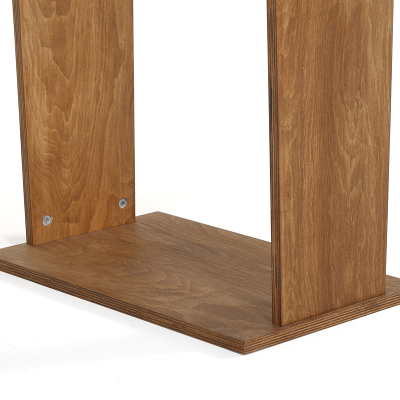Dark Wood 45" Plywood Floor-Standing Podium with Shelf and Microphone Slot