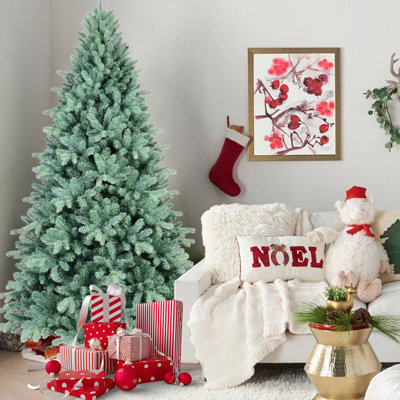 Arbre de Noël 6 pi en PE / PVC avec 1390 pointes, branches articulées, aspect naturel et support en métal stable pour un assemblage facile