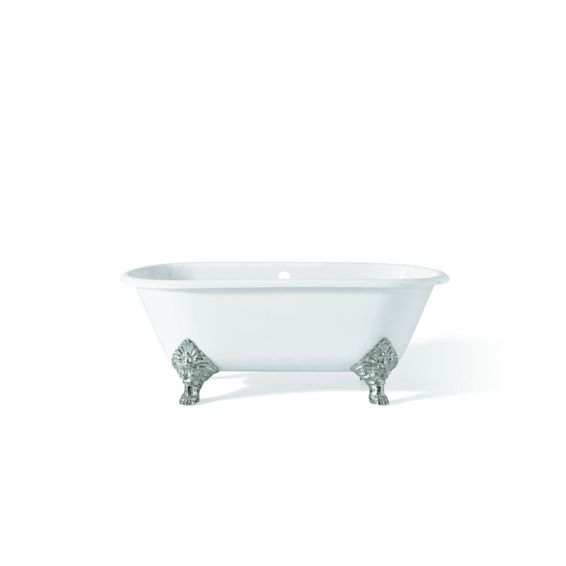 Carlton 70'' L Soaking Bathtub, White Interior with White Exterior, Chrome