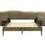 Structure de lit plateforme en bois foncé avec tête de lit et tables de chevet attachées, grand lit élégant et brun intégré