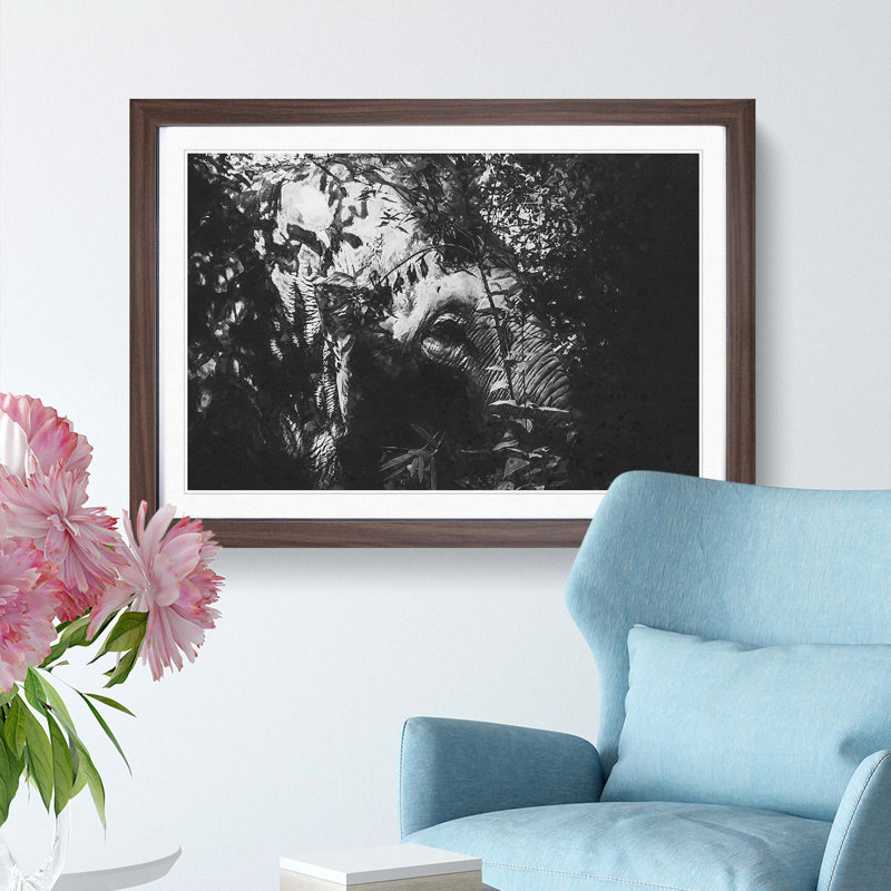 Elephant in the Trees - Picture Frame Graphic Art Print, 27cm H x 36cm W x 2cm D, Walnut Framed