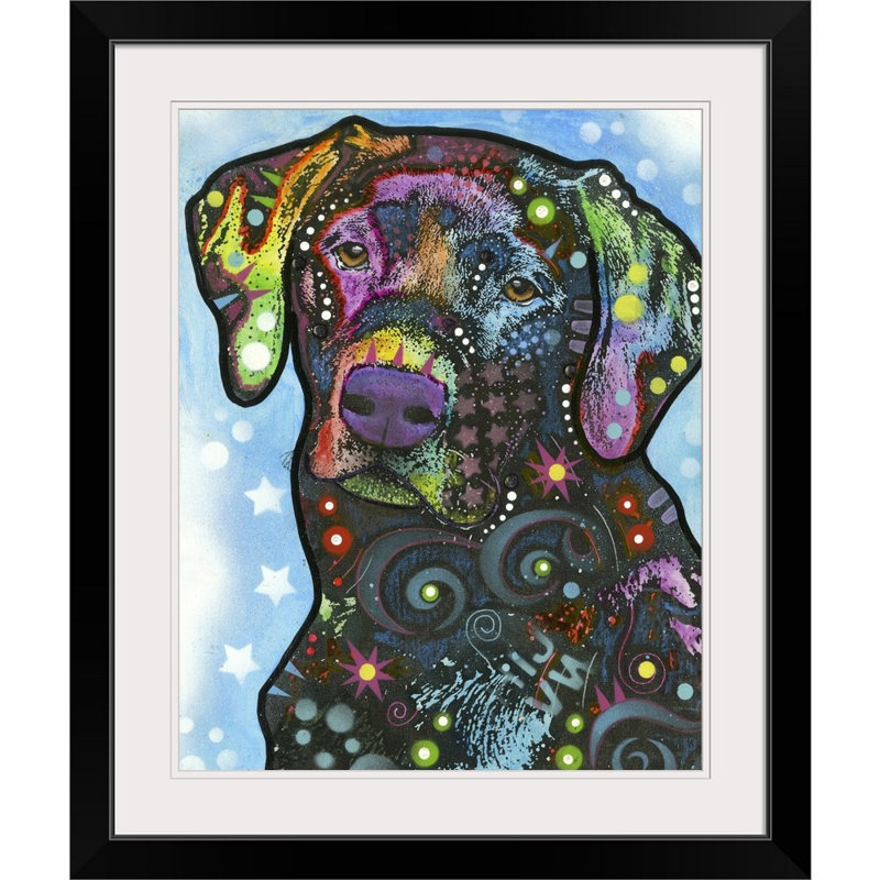 « dog art 27 », reproduction, Cadre noir, H 32 po x l 27 po x P 1 po