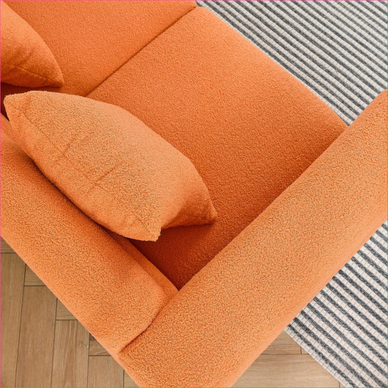 Canapé modulaire en L à 5 places avec coussins 81,5 po Cioffred, Orange Teddy