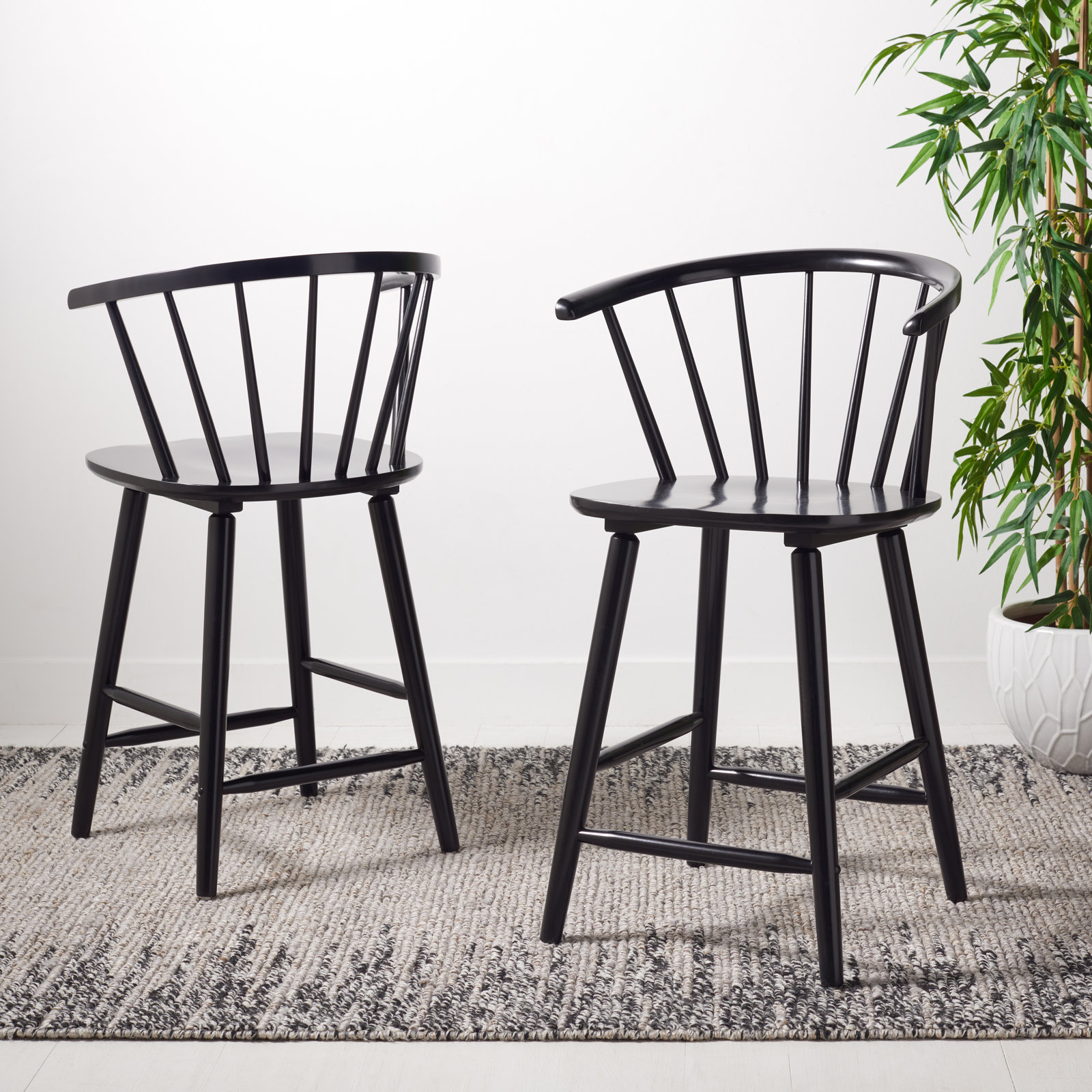 Sheffield Solid Wood Bar & Counter Stool, Counter Stool (23" Seat Height), Black