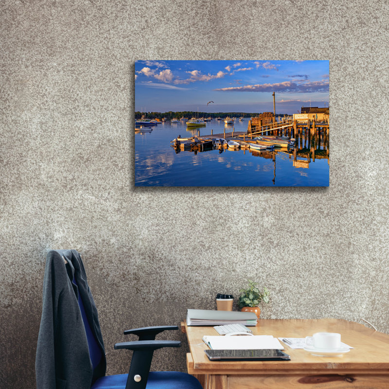 Toile épique «Summer Morning In Friendship Harbor» par Rick Berk, 40 po x 26 po