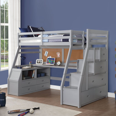 Kids Twin Loft Bed with Drawers