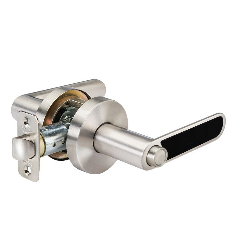 Serrure à kincaid avec levier marqueterie noir yale, Nickel satiné