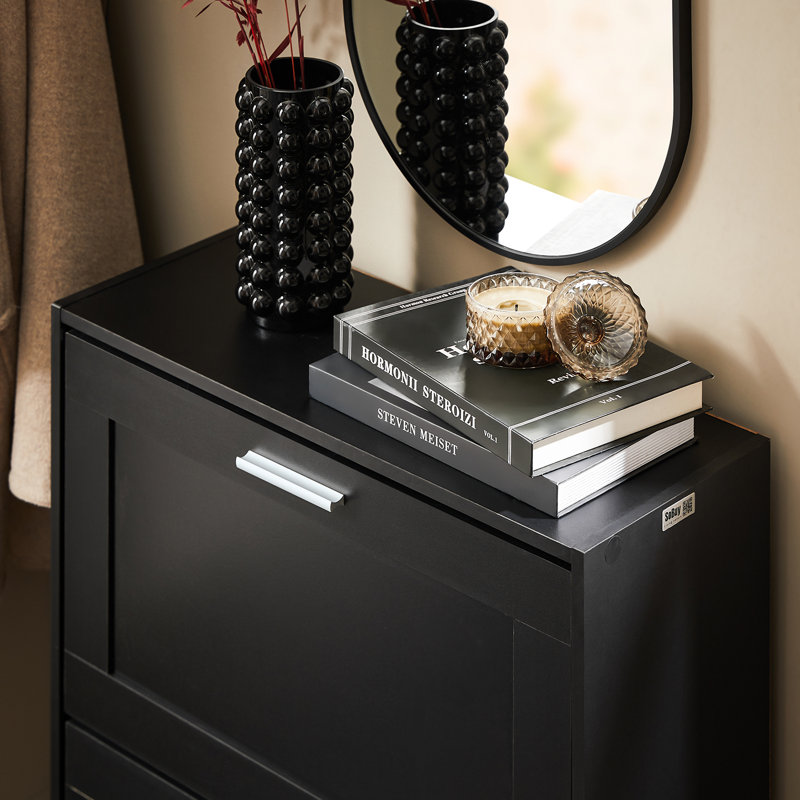 Kirksville 8 Pair Flip Down Shoe Storage, Black