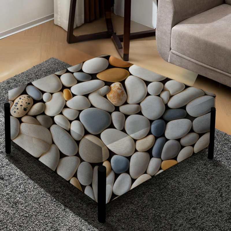 Pebble Mosaic - motif tropical - grand repose-pieds carré tropical