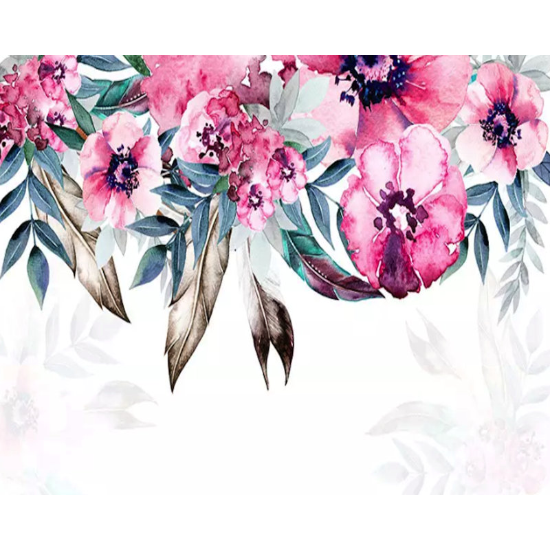 Papier peint à fleurs Yonic, L 114 po x l 204 po