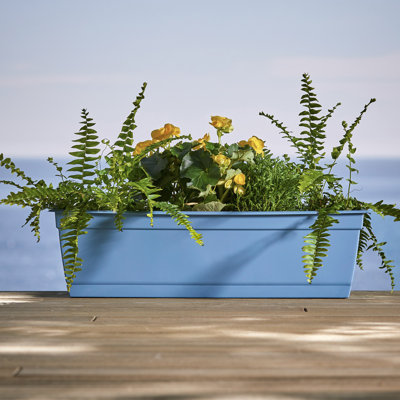 Dayton Traditional Recycled Plastic Indoor/Outdoor Rectangle Window Box Planter with Attached Saucer