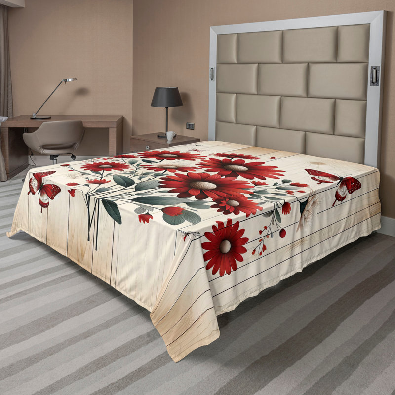 Polyester Floral Flat Sheet, Queen Flat Sheet