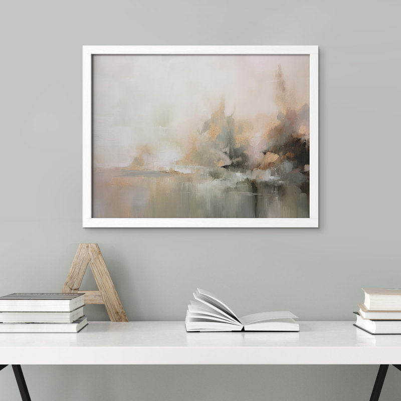 «Abstract Landscape Textured Earthy Tones» sur papier, Blanc, H 12 po x l 16 po