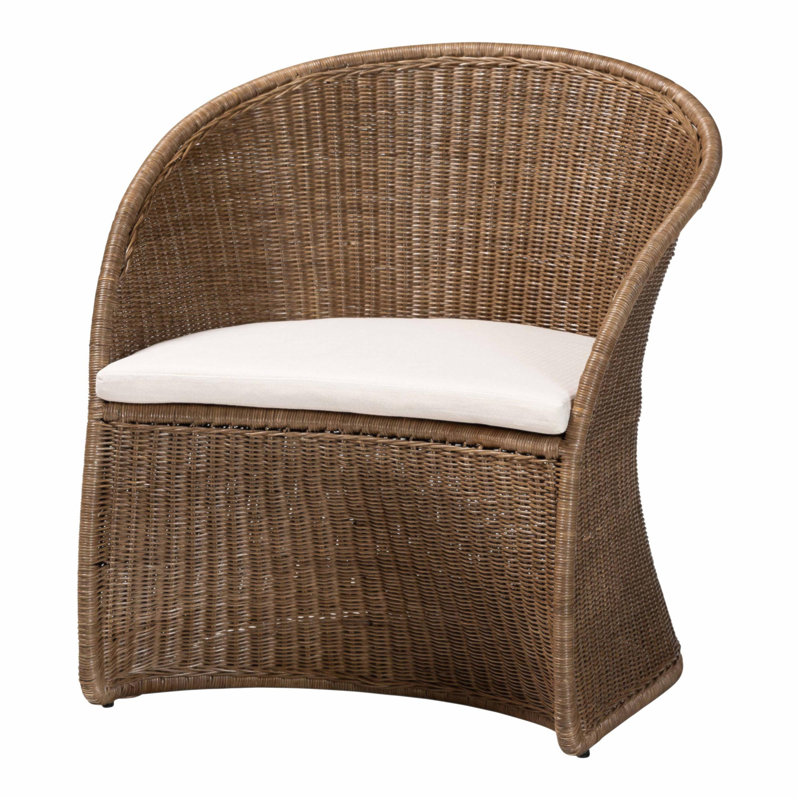 Fauteuil d'appoint bohémien en rotin gris délavé