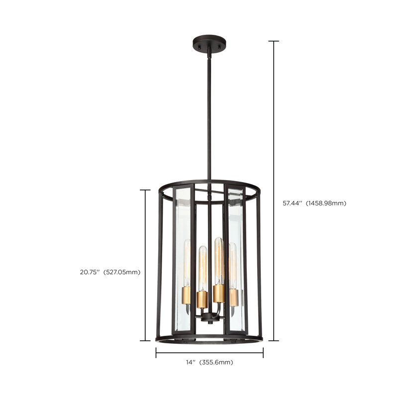 Luminaire suspendu géométrique 4 lumières Alliona