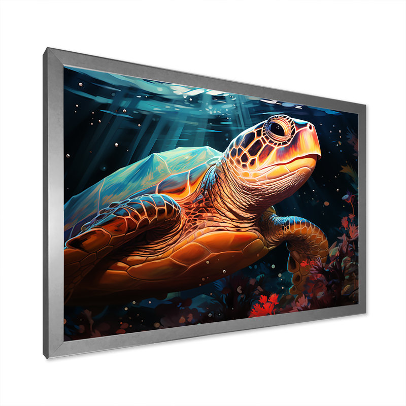 Contemporary Marine Life III, Cadre simple argenté, H 34 po x l 44 po x P 1,5 po