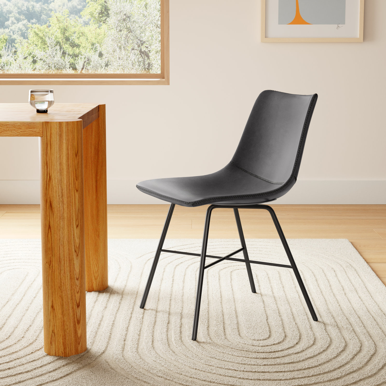 Bela Genuine Leather Dining Chair, Gray Faux Leather