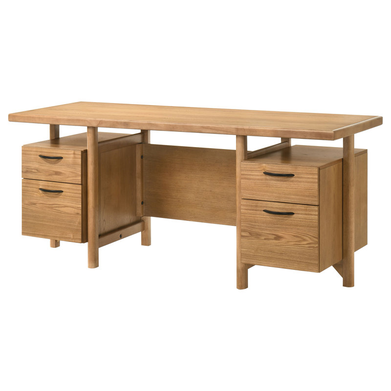 Rambo 69-Inch Computer Desk, 4 Drawers and Open Centre, Light Ash Wood